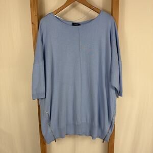 NWT Yesta Blue Hillie Sweater Tunic Size 16 Side Zipper Knit Top Plus Size